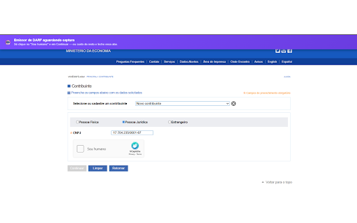 Emissor de DARF — Captura de Sessão :: Captura sessão Sicalc (Receita Federal) após o captcha e envia ao backend interno autorizado para emissão de DARF em lote.
