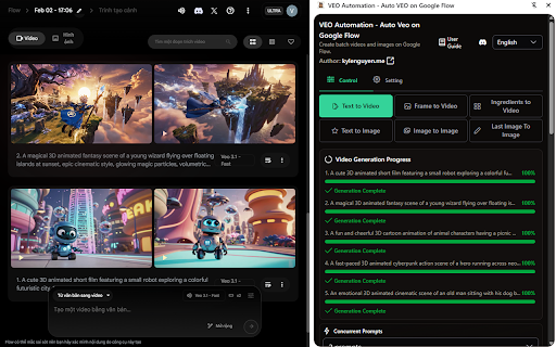 VEO Automation - Auto VEO & Nano Banana on Google Flow :: Auto VEO & Nano Banana your prompts at scale. Batch generate and auto-download videos and images on Google Flow.