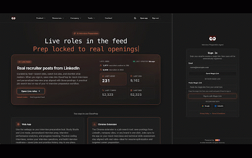 ClavePrep :: ClavePrep is an AI-powered Chrome extension designed to act as an interview preparation assistant for job seekers.