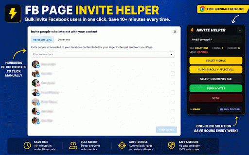 FB Page Invite Helper :: Bulk-select and invite people who interact with your Facebook Page content.