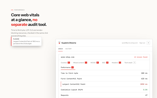 Guard: Website Security & Accessibility Checker :: Scan any page for cookie, header, mixed-content, SEO and WCAG accessibility issues, right from your own browser tab.