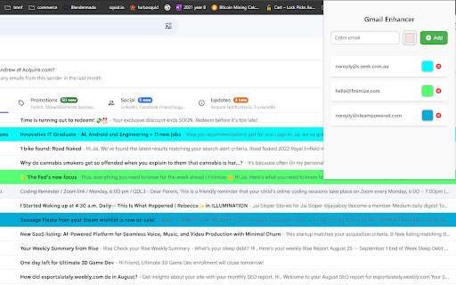 Gmail Enhancer :: Enhance your Gmail experience by adding color-coded emails.