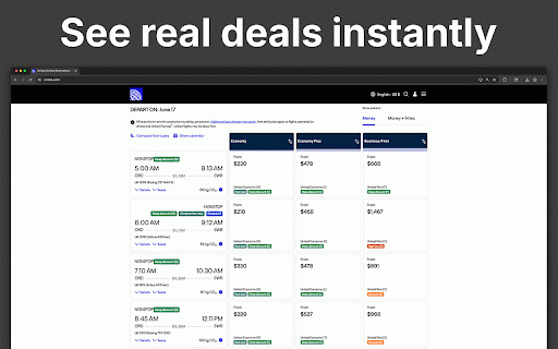 Fare Scout :: See United Airlines fare class quality at a glance. Color-coded badges reveal deep discounts vs. full fares on every search result.
