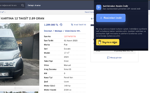 Sahibinden Resim İndir :: Sahibinden sitesinin ilan sayfalarındaki tüm yüksek çözünürlüklü görselleri otomatik toplar ve ZIP olarak indirir.