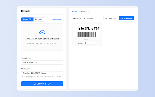 ZPL to PDF - Local Label Converter :: Convert ZPL to PDF locally. Preview Zebra shipping labels and download print-ready PDFs—no upload required.