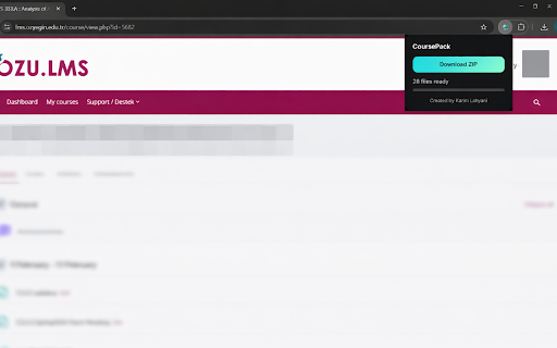 CoursePack - LMS Course Downloader :: Download all files from a course page into one ZIP.