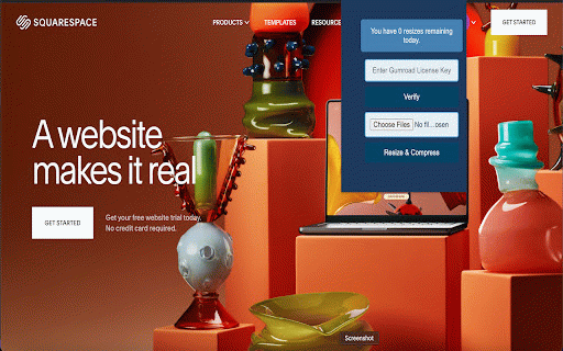 Squarespace Image Optimizer :: Resize and compress images before uploading to Squarespace, with Gumroad integration for tier-based access.