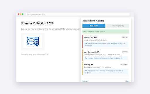 Accessibility Auditor :: Audits current webpage for WCAG 2.1 compliance.