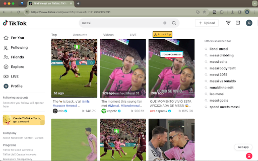 TikTok Top Extractor :: Extract tiktok top videos data from TikTok's top search result page to a XLS/CSV file