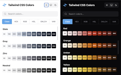 Tailwind CSS Color Picker :: Quickly get color codes from the Tailwind CSS palette.