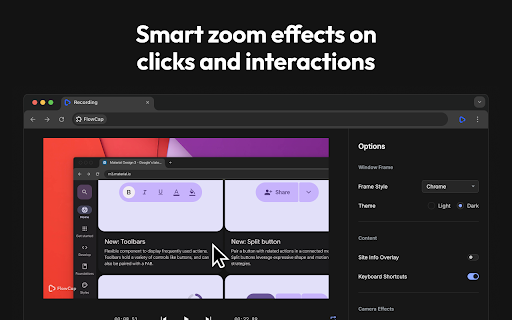 FlowCap - Screen Recorder for Web Demos :: Screen recorder for creating professional web demos with automatic cursor following, smart zoom effects, and polished styling.