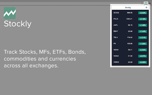 Stockly - Track Stocks, MFs, ETFs and Bonds :: An extension to track Stocks, MFs, ETFs and Bonds. This plugin doesn't track any personal data.