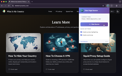 View Page Source :: View source code, detect 100+ web technologies, and analyze SEO — meta tags, structured data, frameworks, and more.
