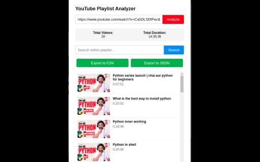 YouTube Playlist Analyzer :: Analyze YouTube playlists for total videos and duration