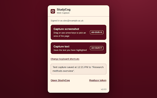 StudyCog Web Capture :: Capture selected text or an area of any web page straight into your StudyCog library.