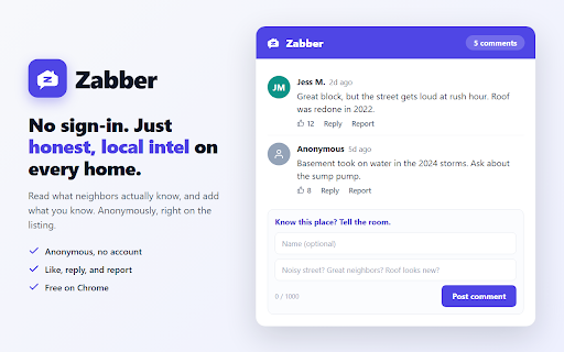 Zabber :: Community comments on Zillow listings