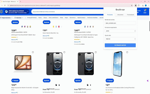EasyScrape :: Extrae información de productos, ubicaciones de tiendas y datos personalizados de cualquier sitio web