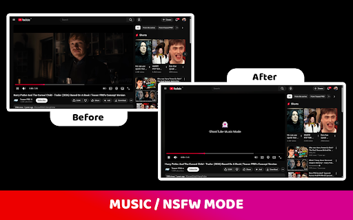 GhostTube for YouTube™ - Music Mode, Ads Blocker and More :: Listen to YouTube with video hidden. Music mode, ad blocker, and visual cleanups and more than 15 tools.