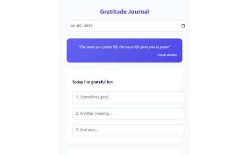 Thankful Threads :: Local storage gratitude journal with date-based entries