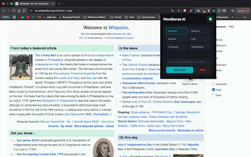 WordSense AI :: Shows the meaning of a selected word using a tooltip.