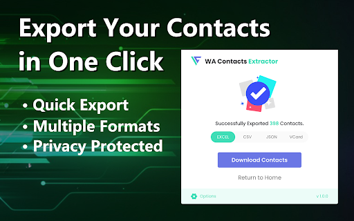 WA Contacts Extractor & Group Number Download | wa-contacts-extractor.com :: Easily extract and export your WhatsApp contacts with this professional browser extension.