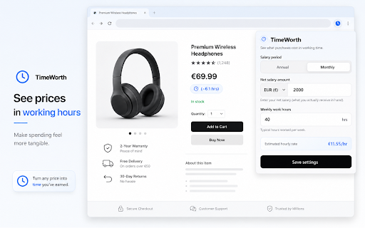 TimeWorth :: See Amazon prices in terms of your working time.