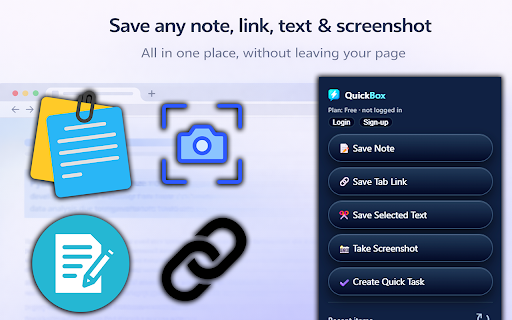 QuickBox – Fast Productivity Panel :: QuickBox lets you quickly save web content (text, links, and screenshots) into one organized panel.