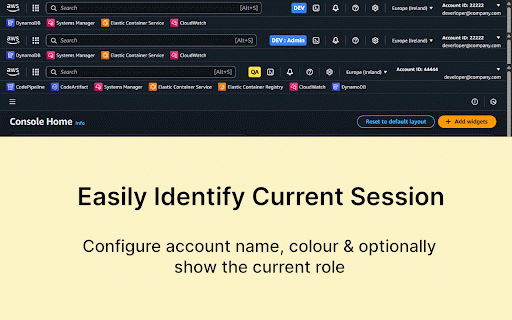 AWS SSO Session Display :: Displays the current AWS SSO account name on the AWS Console with configurable colours.