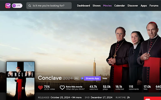 Stremio Web Button for Trakt :: Adds a styled Stremio Web button to Trakt.tv movie and show pages.