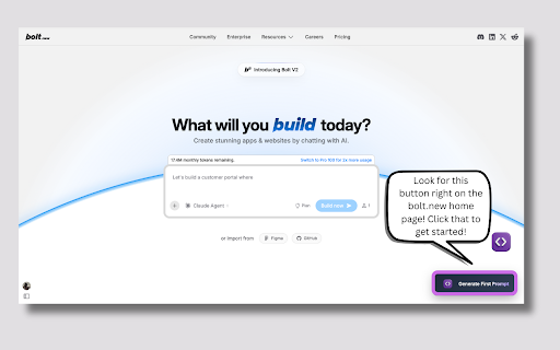 Bolt.new First Prompt Generator :: Your first Bolt.new prompt makes or breaks your project. Generate perfect prompts backed by 1500+ hours of building.