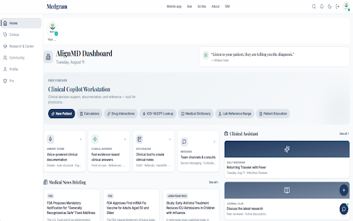 Medgram Clinical Workspace :: Clinical workspace for supported EHRs with clinician-controlled scribing, notes, answers, and documentation tools.