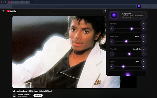 KeyPitch :: YouTube real-time pitch changer, key transposer, speed controller, reverb & 8D audio enhancer tool. For karaoke, singers, musicians.