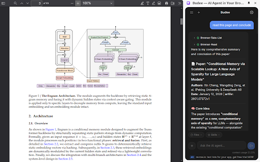 Budee — AI Agent in Your Browser :: AI agent powered by your own API key. Chat in the sidebar to perform web tasks: click elements, fill forms, read contents and more.