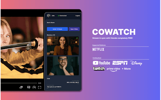 CoWatch :: A browser extension for watching videos together in real-time. Synchronize YouTube and Netflix playback with friends.