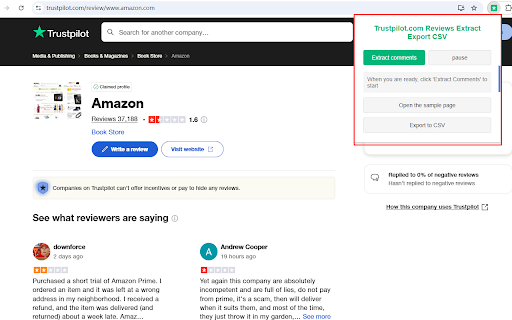 Trustpilot.com Reviews Extract Export CSV :: A tool to extract review data from the Trustpilot website. Easily crawl Trustpilot reviews as CSV/JSON/Excel files and provide…