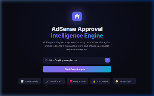AdSense Approval Intelligence Engine :: Diagnostic intelligence system that analyzes your site against AdSense criteria to provide actionable remediation reports.