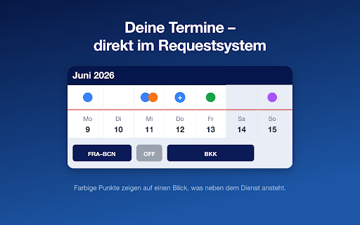 Request Kalender :: Private calendar overlay for airline crew scheduling tools