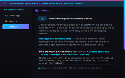 IP & Domain Enrichment - Threat Intelligence Command Center :: Right-click IPv4/IPv6 addresses and domains to enrich them with live threat intelligence.