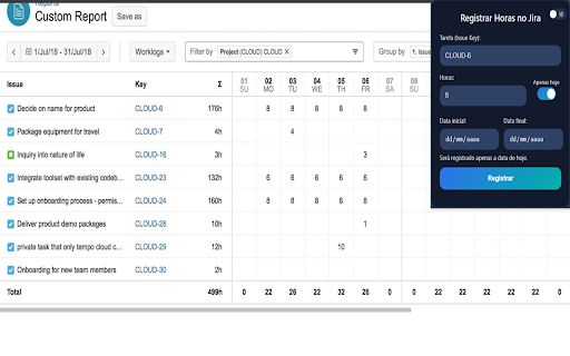 TimeLog Jira :: Preencha sua planilha de horas no Jira automaticamente