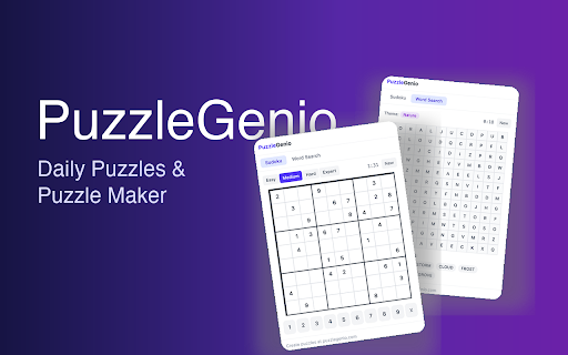 PuzzleGenio - Daily Puzzles & Puzzle Maker :: Play daily Sudoku & Word Search puzzles. Right-click any text or image to create custom puzzles instantly.