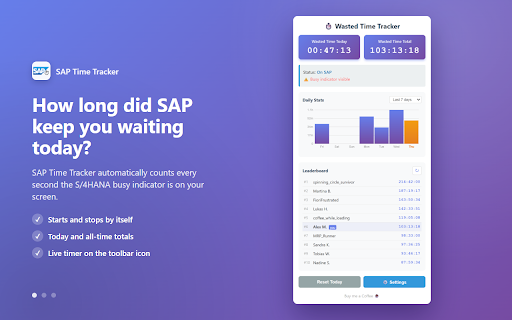 SAP Time Tracker :: Tracks the time wasted in SAP S/4HANA while waiting for the busy indicator