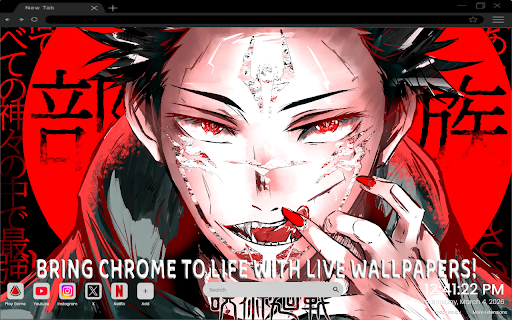 Sukuna and Megumi Jujutsu Kaisen Live Wallpaper :: Witness Sukuna and Megumi’s dark power clash in this epic Jujutsu Kaisen live wallpaper for Chrome new tab.