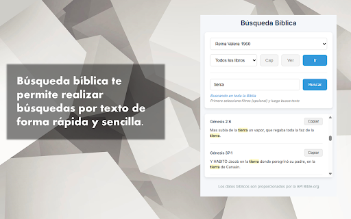 Búsqueda Bíblica :: Una extensión para realizar búsquedas en la Biblia