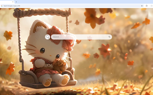 Hello Kitty Fall Live Wallpaper :: Hello Kitty swinging on a swing with an autumn theme, warm light shining from behind.