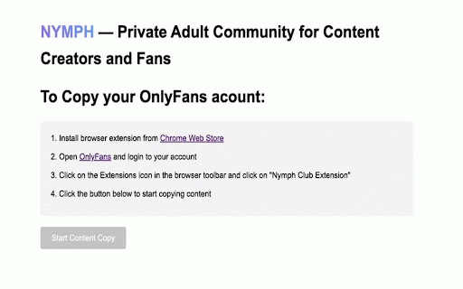 Copy Content to Nymph.Club :: The extension allows you to copy your content from OnlyFans, Fansly in just a couple of clicks.