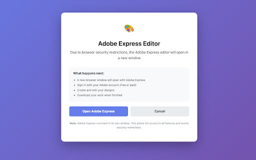 Adobe Express Unofficial Quick Launcher :: Edit using the Adobe Express editor directly in your browser.