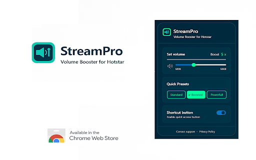StreamPro: Volume Booster works with Hotstar :: Independent software not affiliated with Hotstar. Boost Hotstar audio with Volume Booster! Enjoy every video loud and clear!