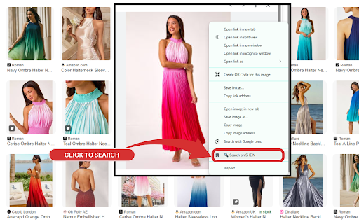 SHEIN Search By Image :: Right-click any image to search on SHEIN! Find products fast and dropship easily with this powerful image search tool.