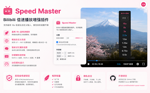 Bilibili Speed Master :: Unlock higher playback speeds on Bilibili (up to 16x) with custom input.