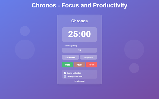 Chronos :: Minimalist countdown and stopwatch for focus. Counts up to 999 minutes, offline ready by AIO.com.ai